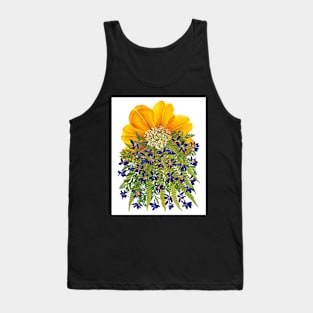 Yellow Tulip Flower Wall Art Floral Print Yellow and Blue Pressed Flowers Home Décor Botanical Print Tank Top